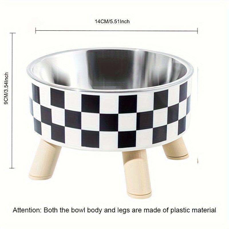 Elevated Graphic Pattern Cat Bowl With Wooden Stand
