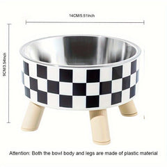 Elevated Graphic Pattern Cat Bowl With Wooden Stand