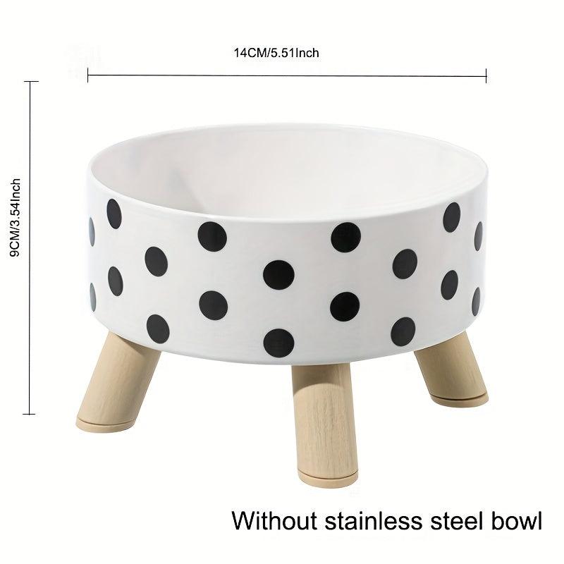Elevated Graphic Pattern Cat Bowl With Wooden Stand