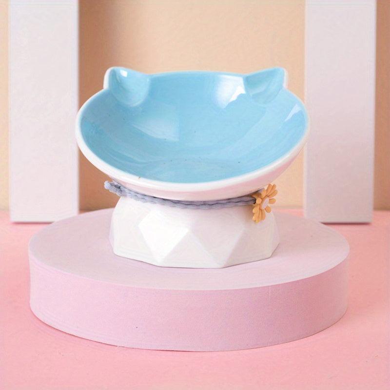 Cat Face Elevated Bowls Ceramic Raised Pet Feeding Supplies