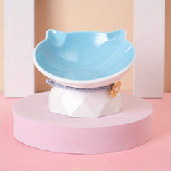 Cat Face Elevated Bowls Ceramic Raised Pet Feeding Supplies