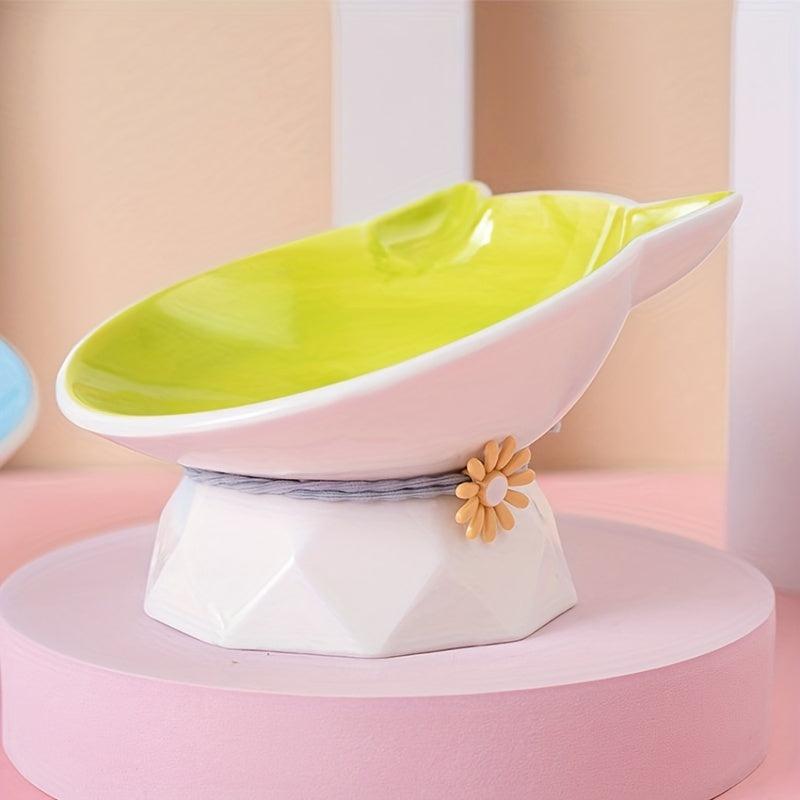Cat Face Elevated Bowls Ceramic Raised Pet Feeding Supplies