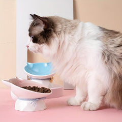 Cat Face Elevated Bowls Ceramic Raised Pet Feeding Supplies