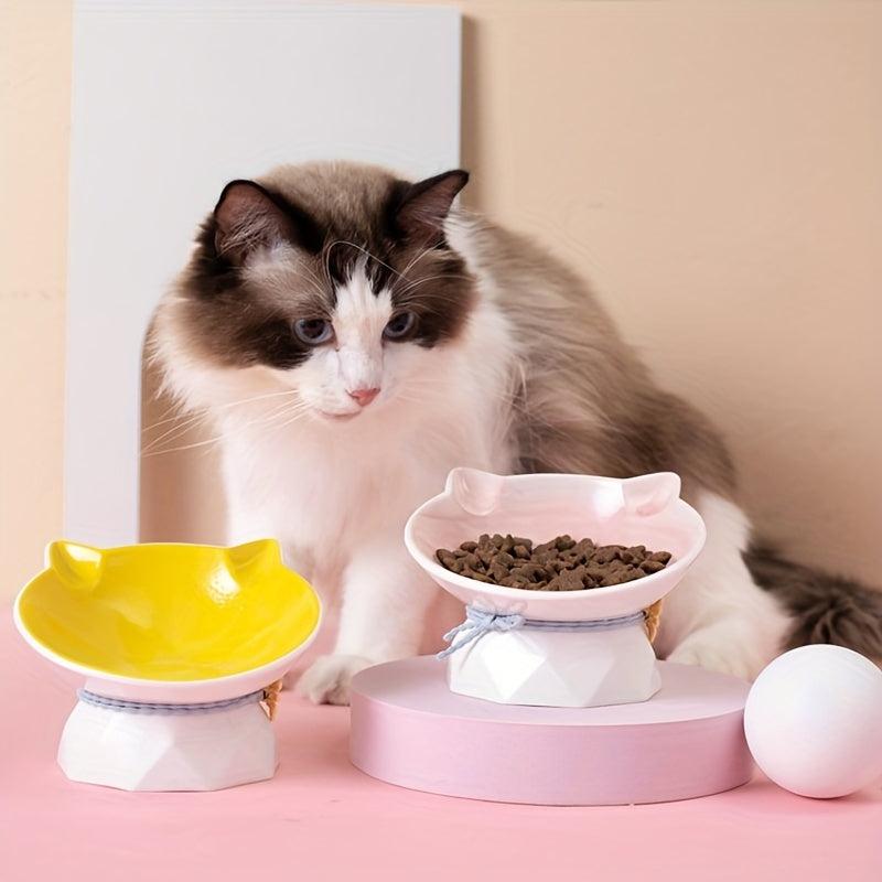 Cat Face Elevated Bowls Ceramic Raised Pet Feeding Supplies