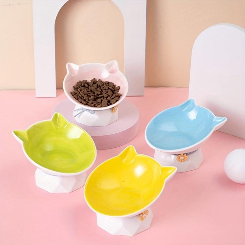 Cat Face Elevated Bowls Ceramic Raised Pet Feeding Supplies