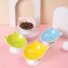 Cat Face Elevated Bowls Ceramic Raised Pet Feeding Supplies