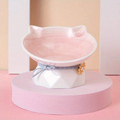 Cat Face Elevated Bowls Ceramic Raised Pet Feeding Supplies