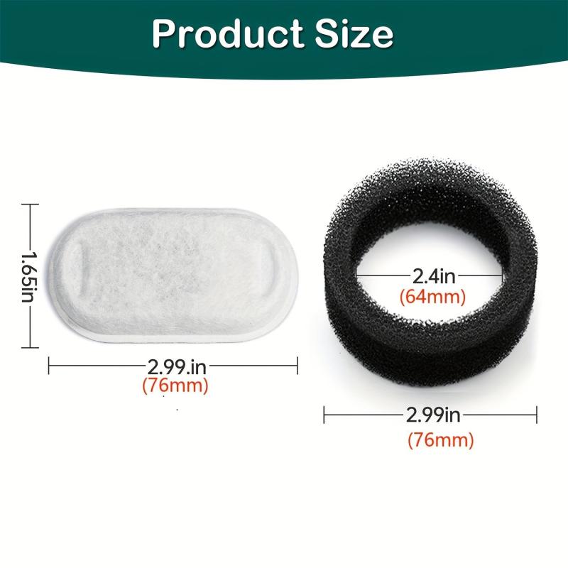 8 Pet Water Fountain Filters w/ Sponges for Stainless Steel Cat Fountains