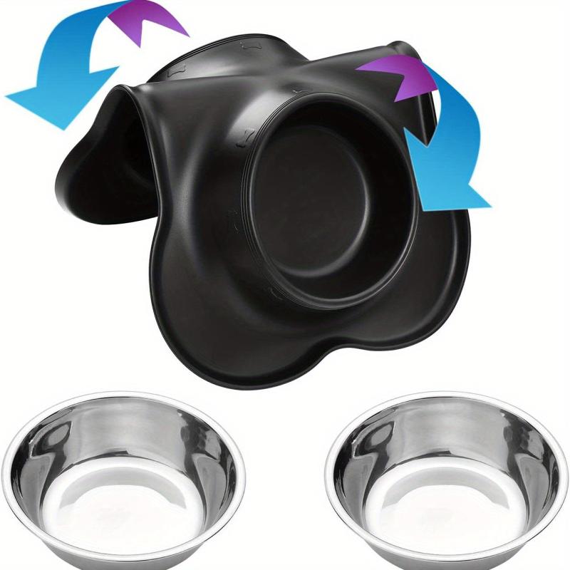 Stainless Steel Double Dog Bowl with No Spill Silicone Mat