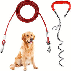 Heavy Duty Dog Stake Tie Out Cable with Spiral Stake