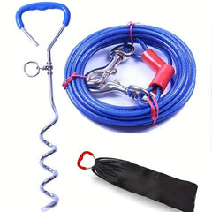 Heavy Duty Dog Stake Tie Out Cable with Spiral Stake
