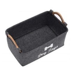 Felt Pet Toy Basket with Wooden Handle