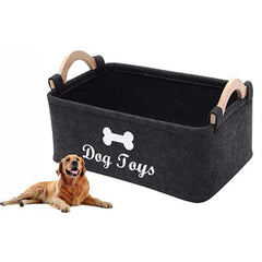 Felt Pet Toy Basket with Wooden Handle