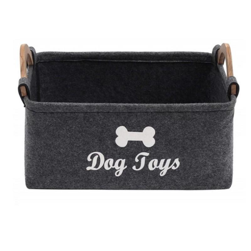 Felt Pet Toy Basket with Wooden Handle
