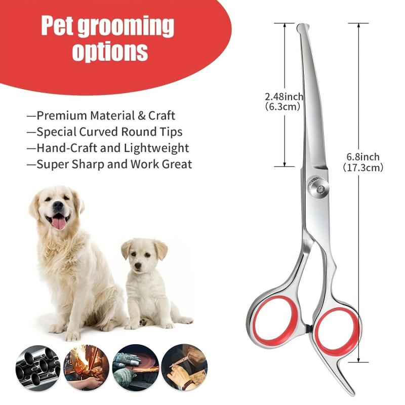 Professional Pet Grooming Scissors with Round Tip for Safe Trimming