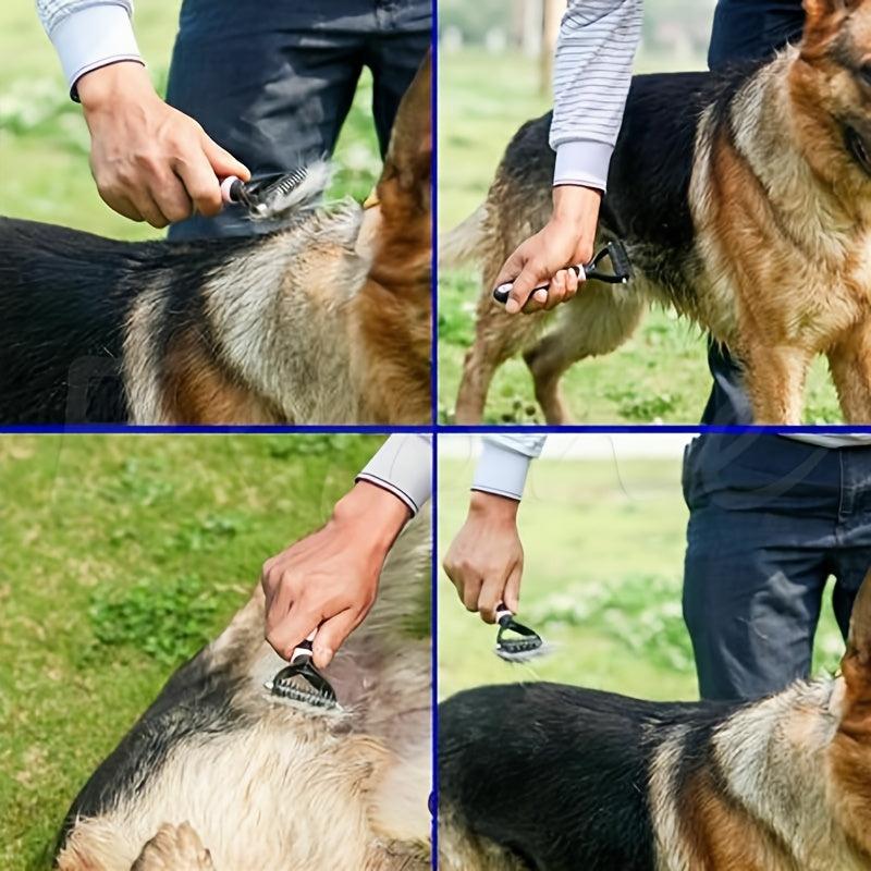 2-in-1 Puppy Grooming Brush - Removes Undercoat Mats, Reduces Shedding, Massages