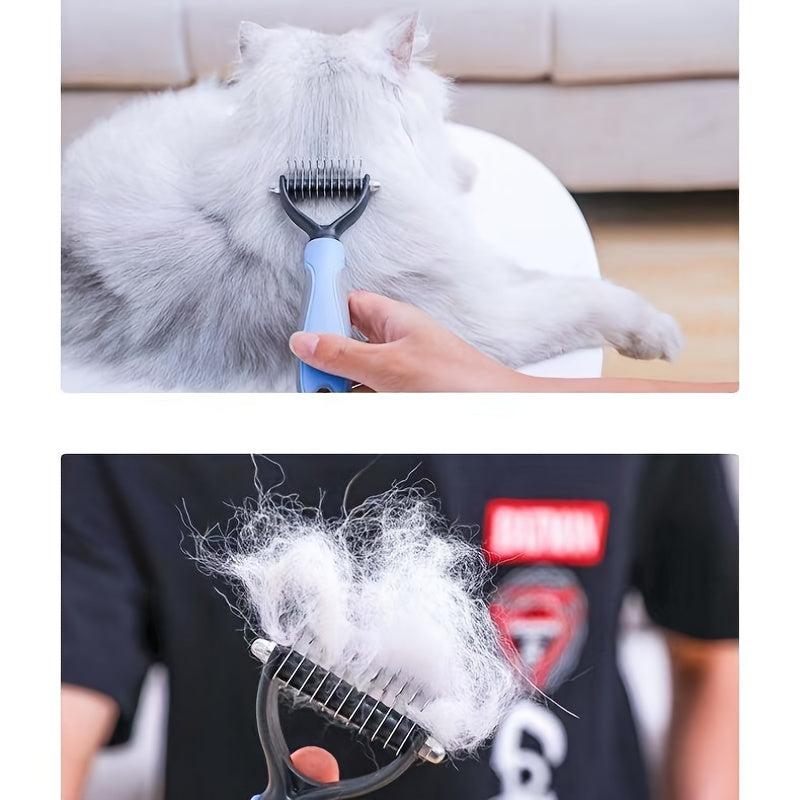 2-in-1 Puppy Grooming Brush - Removes Undercoat Mats, Reduces Shedding, Massages