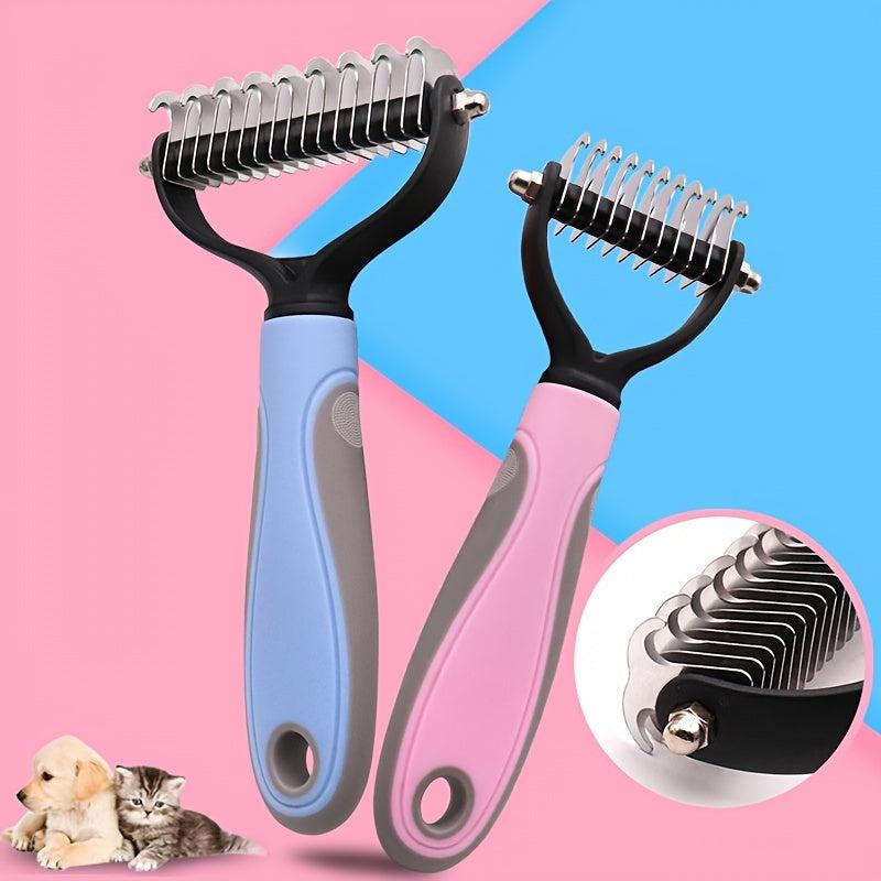 2-in-1 Puppy Grooming Brush - Removes Undercoat Mats, Reduces Shedding, Massages