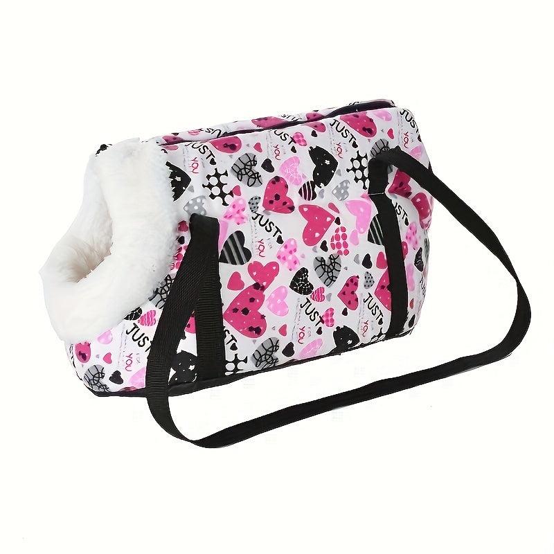Winter Pet Outdoor Travel Shoulder Bag For Small And Medium Dogs Warm Fleece