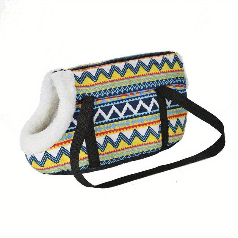 Winter Pet Outdoor Travel Shoulder Bag For Small And Medium Dogs Warm Fleece
