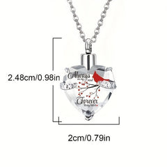 Crystal Heart Cremation Urn Necklace Memorial Pendant with Fill Kit