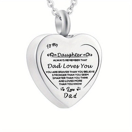 Heart Cremation Urn Necklace Stainless Steel Pendant Keepsake Gift