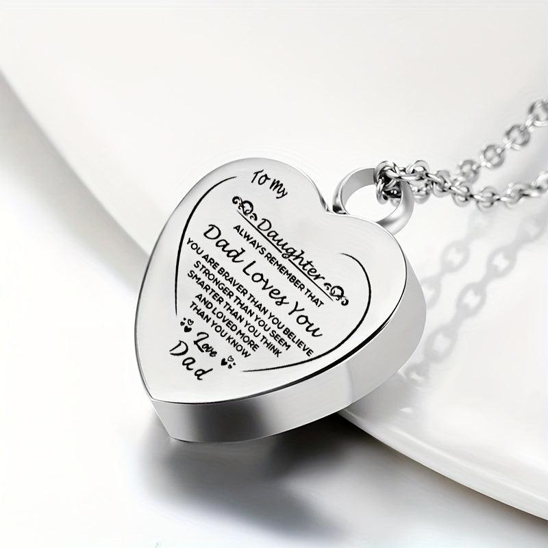 Heart Cremation Urn Necklace Stainless Steel Pendant Keepsake Gift