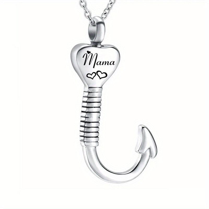 Waterproof Heart Fish Hook Cremation Jewelry Ashes Urn Necklace
