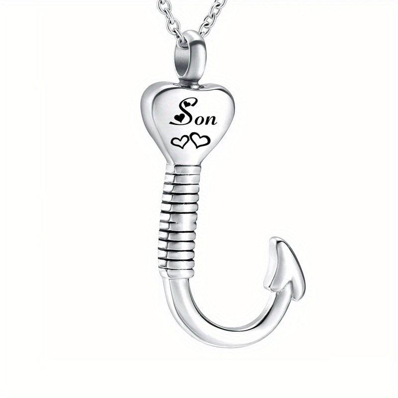 Waterproof Heart Fish Hook Cremation Jewelry Ashes Urn Necklace
