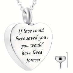 Stainless Steel Heart Pendant Cremation Urn Necklace Ashes Jewelry