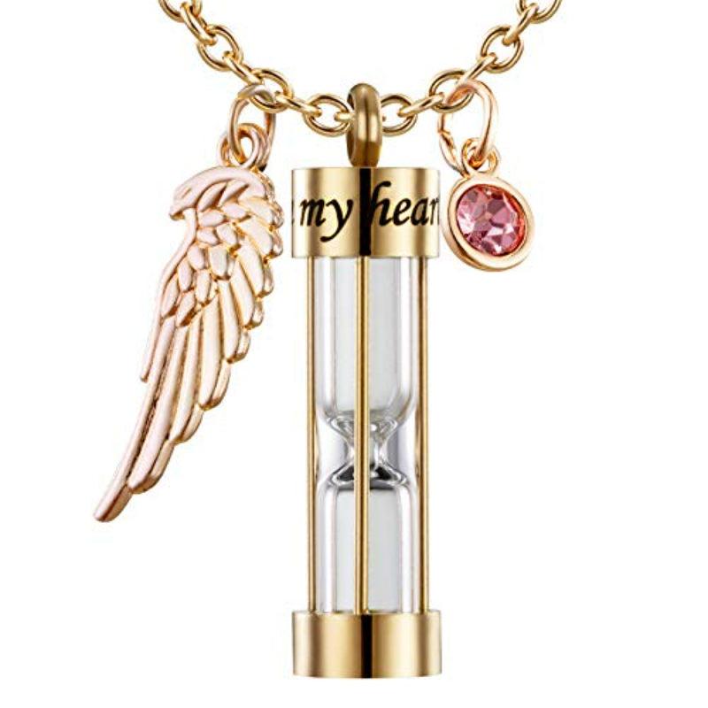 Hourglass Cremation Urn Necklace for Ashes