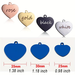 Custom Heart Shaped Silver Dog ID Tag Personalized Cat Collar Pendant