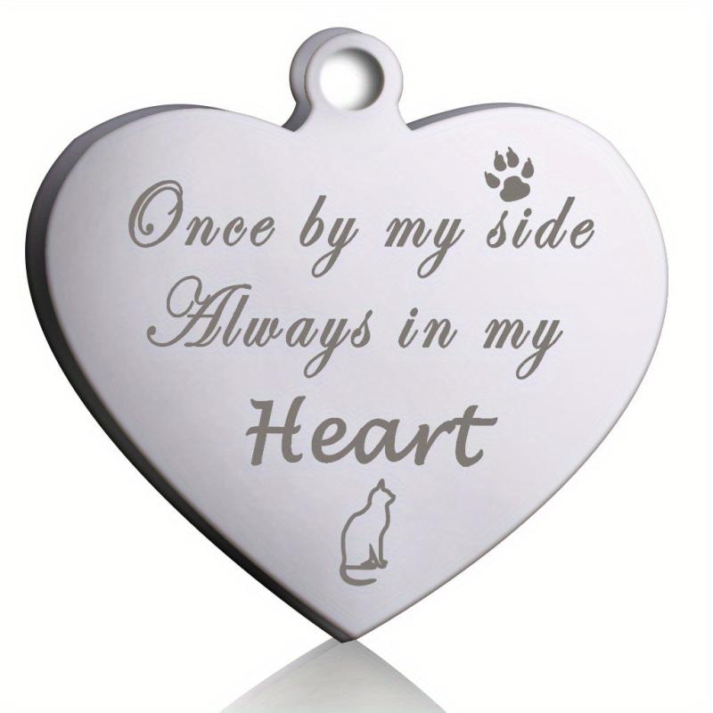 Custom Heart Shaped Silver Dog ID Tag Personalized Cat Collar Pendant