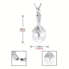 Pearl Urn Necklace Ashes Memorial Cremation Faux Pearl Pendant Jewelry