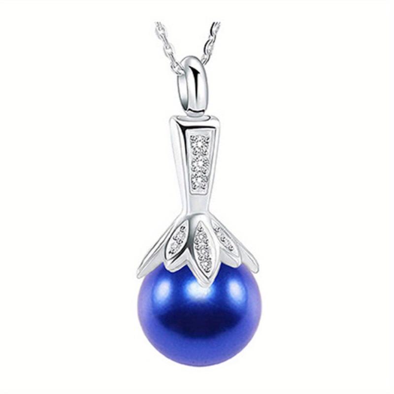 Pearl Urn Necklace Ashes Memorial Cremation Faux Pearl Pendant Jewelry