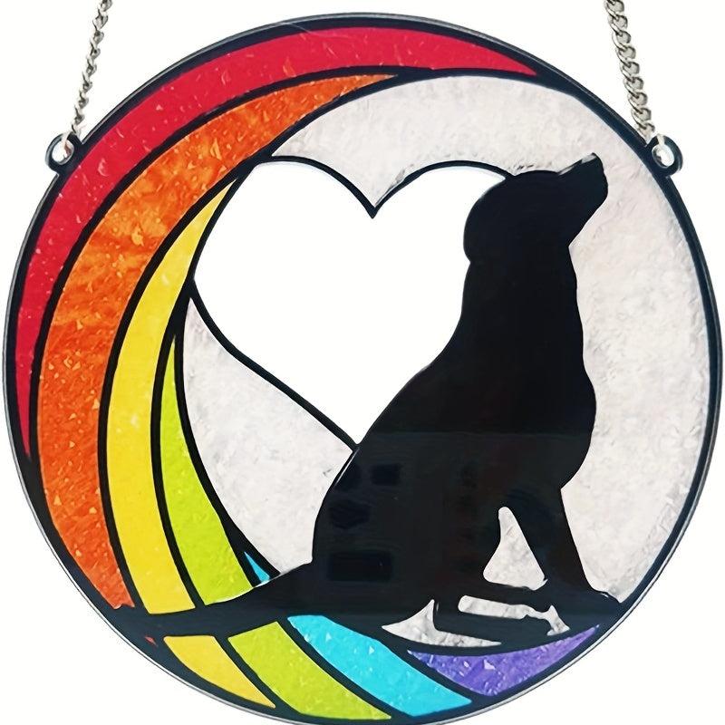 Colorful Heart Dog Round Acrylic Pendant Necklace