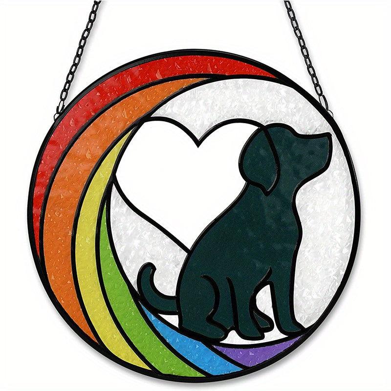 Colorful Heart Dog Round Acrylic Pendant Necklace