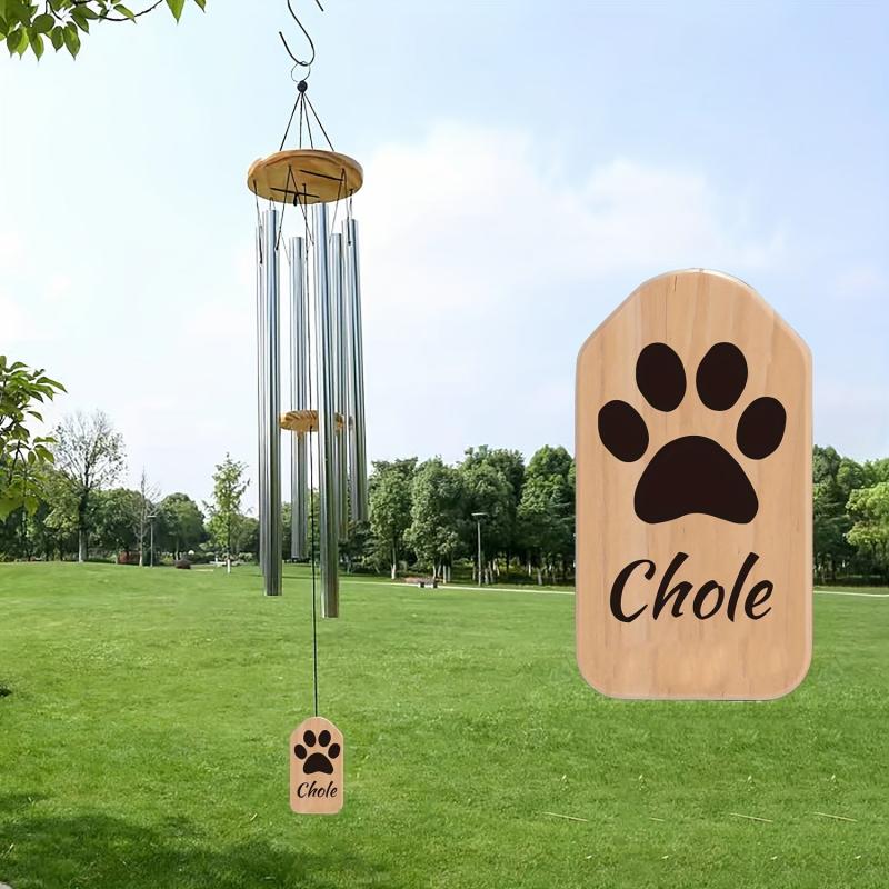 Personalized Cat Dog Memorial Wind Chime Rich Sound Metal Garden Pendant