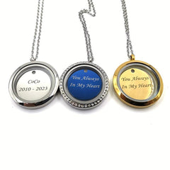 Personalized Silver Rhinestone Pet Memorial Pendant with Engraving
