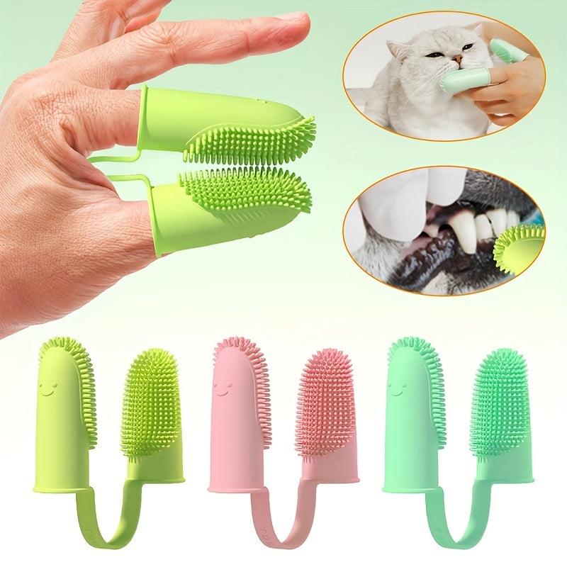 1pc Pet Two Finger Toothbrush for Cat and Dog Oral Cleaning