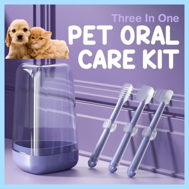 3pcs Silicone Toothbrush Set for Dogs & Cats Dental Care