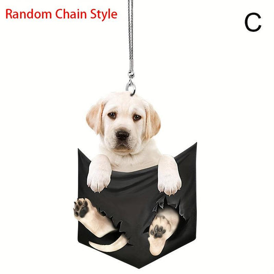 Dog Hanging Ornament Funny Cartoon Car Backpack Chain Rear Animal Pendant