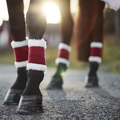 Christmas Horse Leg Sleeve Bubble Fleece Winter Warm Protector