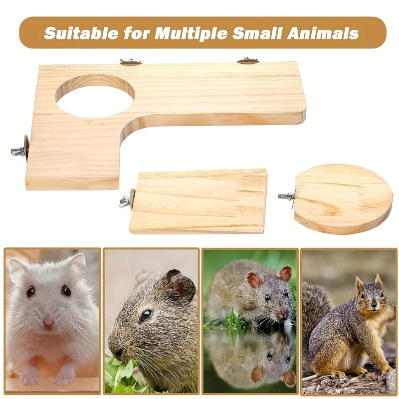 5pcs Hamster Wooden Platforms Set L Shaped Small Pet Cage Accessories