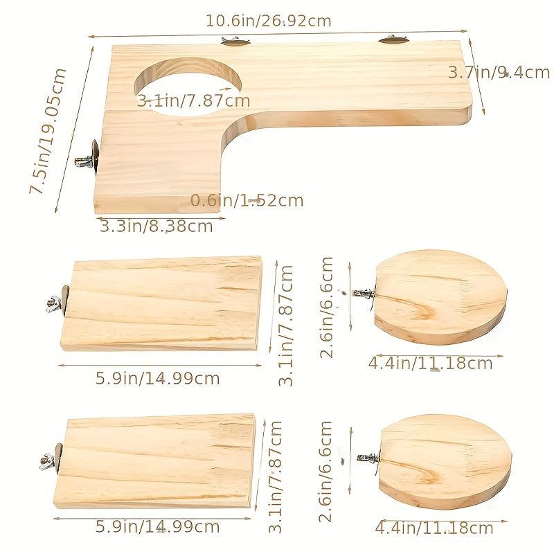 5pcs Hamster Wooden Platforms Set L Shaped Small Pet Cage Accessories