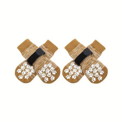 4pcs Waterproof Dog Non slip Socks Breathable Outdoor Accessories
