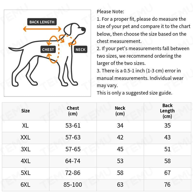 Reflective Warm Collar Jacket Waterproof Windbreaker Large Dogs Coat
