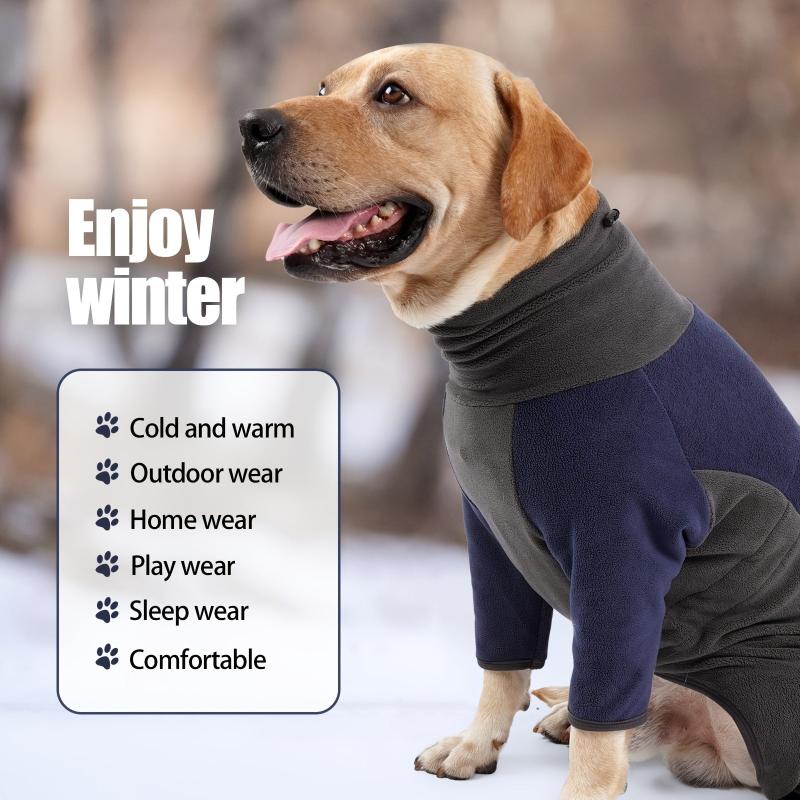 Dog Winter Fleece Coat Full Body Covered Cold Weather Adjustable Pajamas