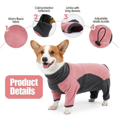Dog Winter Fleece Coat Full Body Covered Cold Weather Adjustable Pajamas