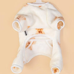 Bear Pattern Print Onesie For Pet Dog Soft Warm Clothes For Small Medium Dogs